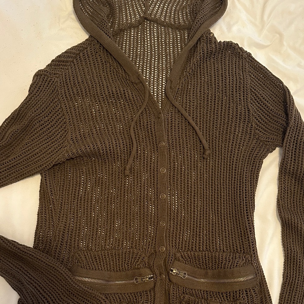 Brown Knit Hooded Sweater